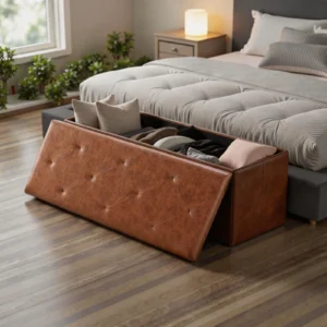Leather Storage Bench 400lbs Weight Capacity